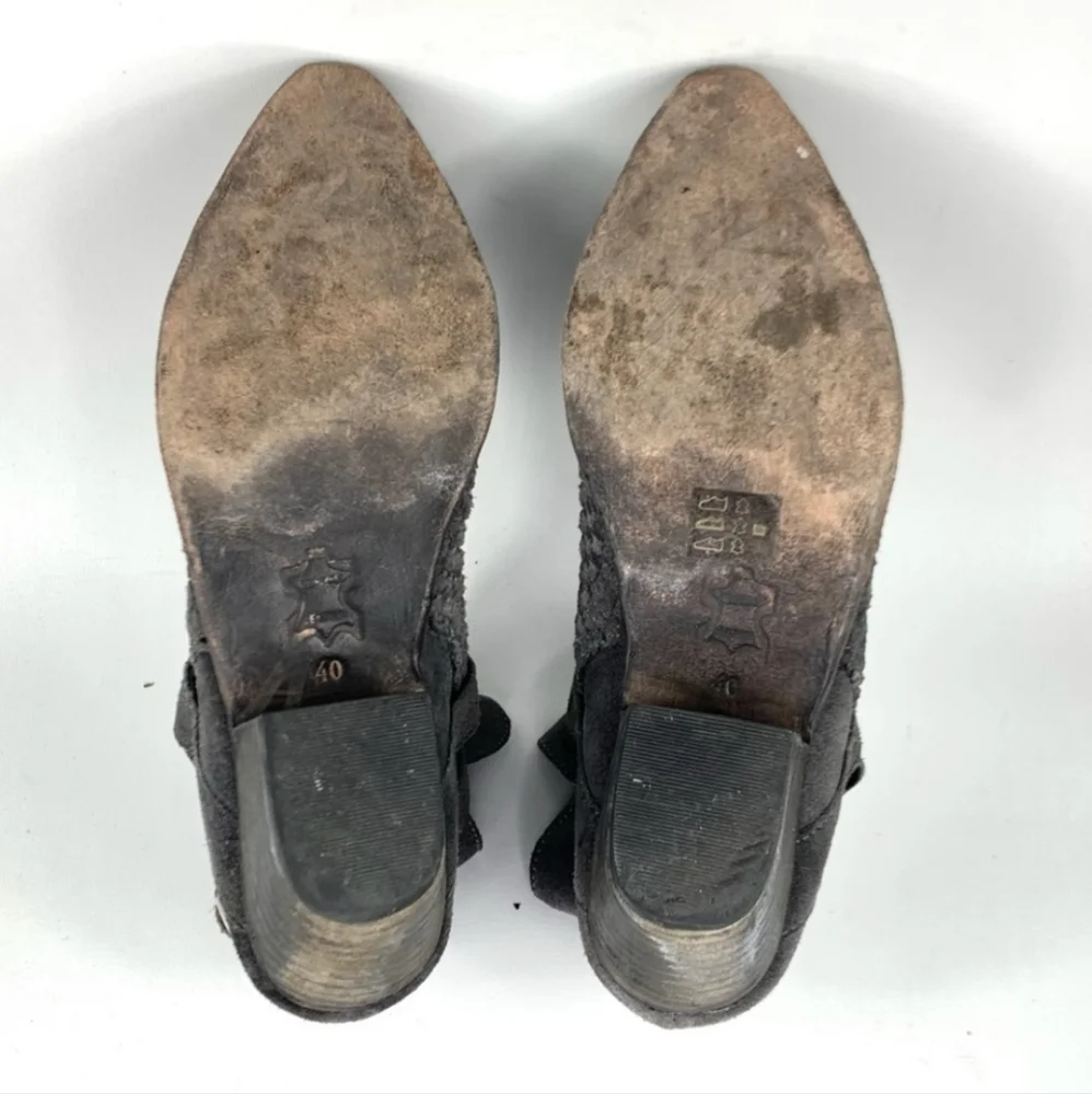 Free People Leather Suede Woven Ankle Boots 10 40